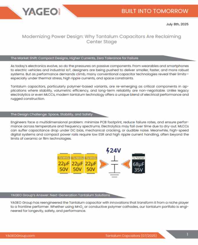 Yageo Tantalum Capacitors Whitepaper Cover