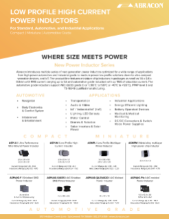 Abracon Low Profile High Current Power Inductors 