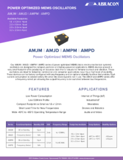 Abracon Power Optimized MEMS Oscillators PDF Cover