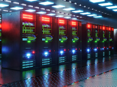 a row of brightly lit servers