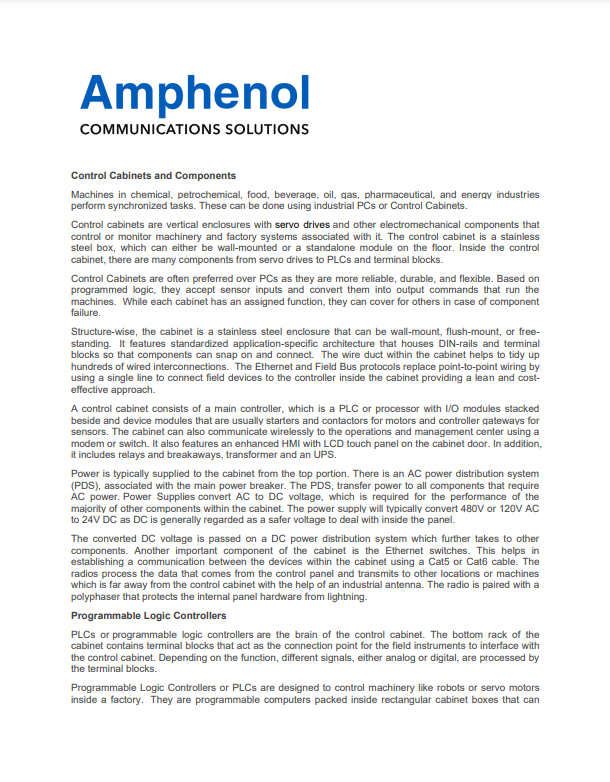 Amphenol Communications Solutions PDF Cover