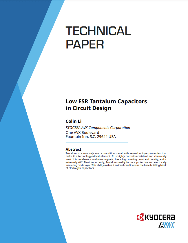 Kyocera AVX Low ESR Tantalum Capacitors in Circuit Designs TTI, Inc.