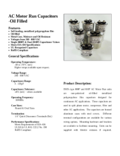 Barker Microfarads AC Motor Run Capacitors, Oil Filled PDF
