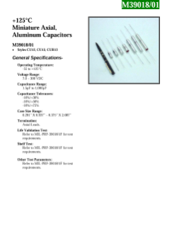 Barker Microfarads +125C Miniature Axial, Aluminum Capacitors