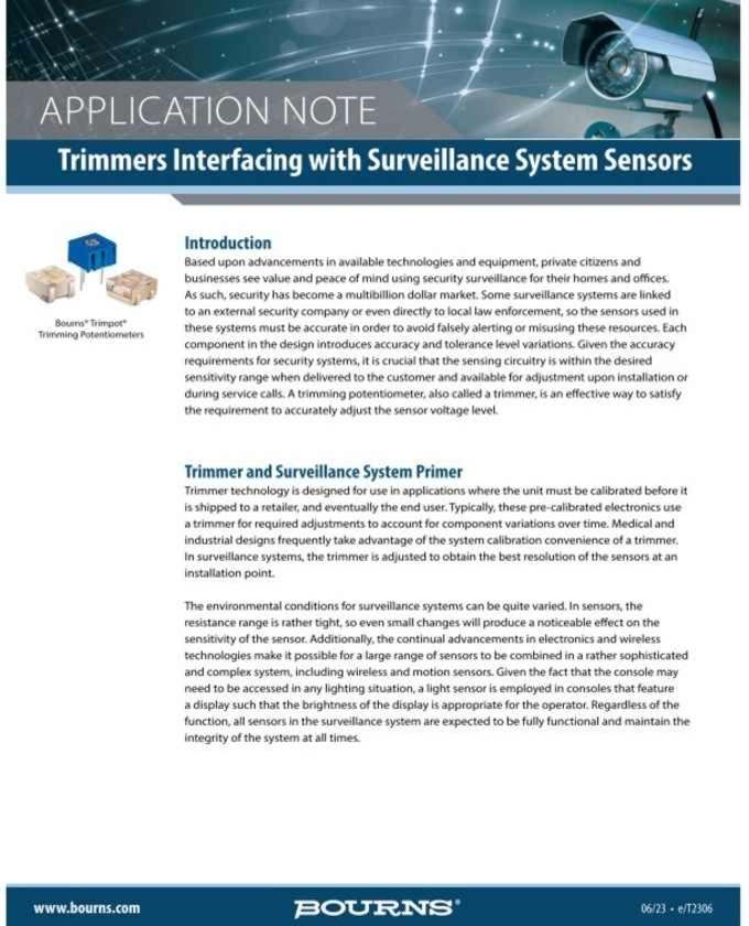 Bourns Trimmers Interfacing with Surveillance System Sensors PDF
