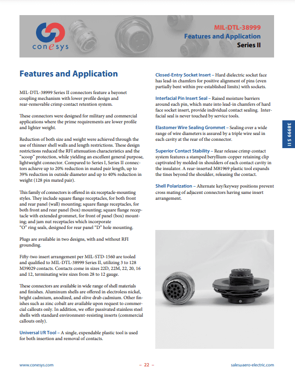 MIL-DTL-38999 Features and Application Series II