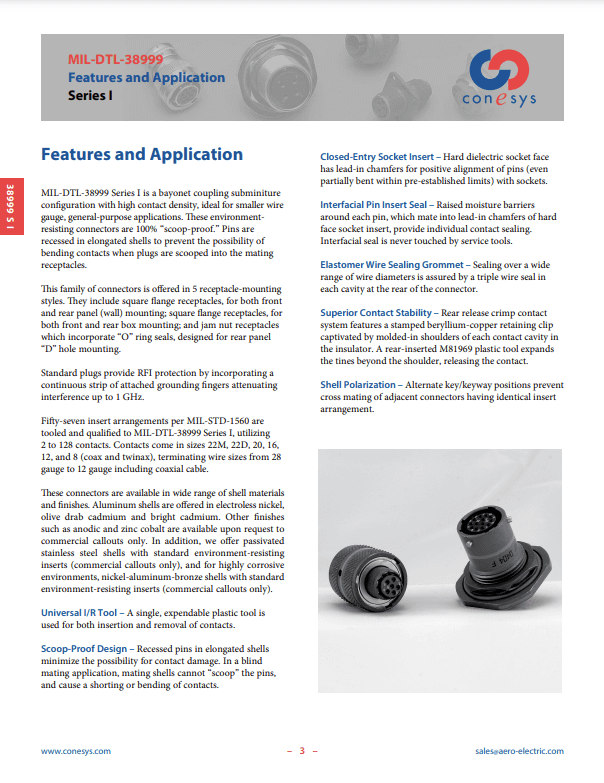 MIL-DTL-38999 Features and Application Series I PDF Cover