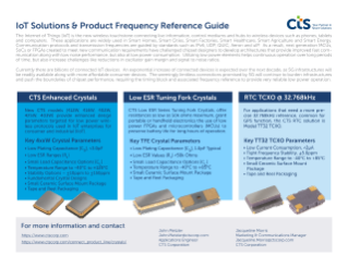 CTS IoT Solutions & Product Frequency Reference PDF cover
