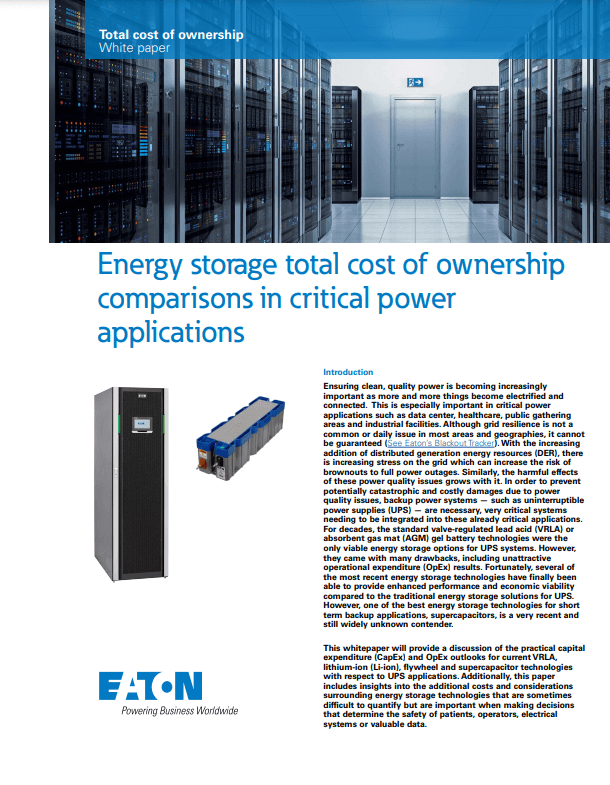 EATON Energy Storage Cost of Ownership PDF Cover