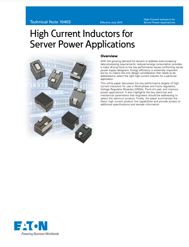 EATON High Current Inductors for Server Power Applications TTI, Inc.