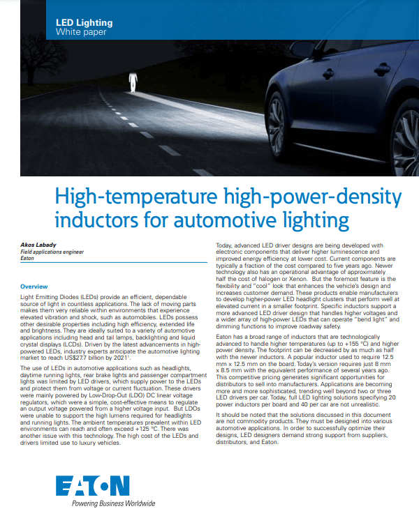 EATON Inductors for Automotive Lighting White Paper