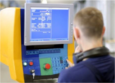 Man using industrial computer