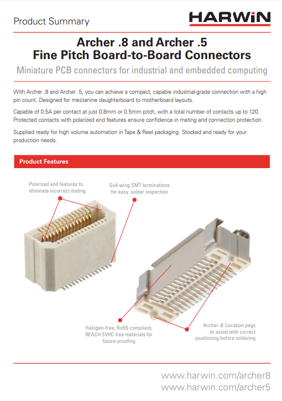 Harwin Archer Product Summary PDF Cover