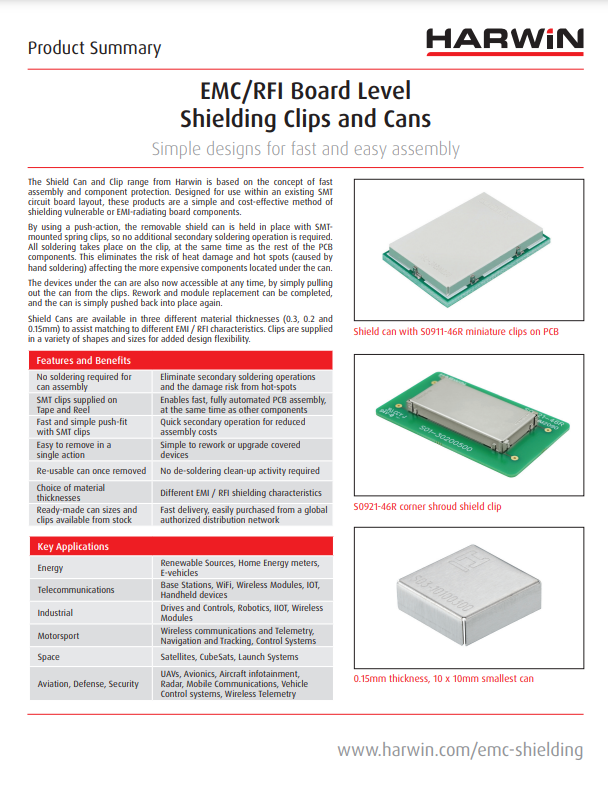 Harwin EMI / RFI Product Summary PDF Cover