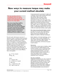 Honeywell New Ways to Measure Torque