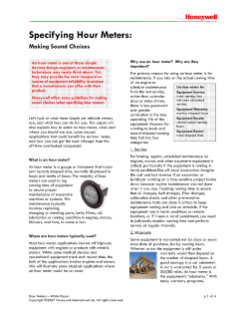 Honeywell Specifying Hour Meters