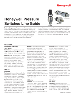 Honeywell Pressure Switches Line Guide PDF Thumbnail