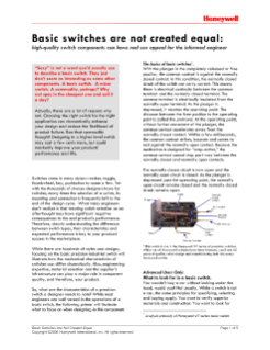 Honeywell Basic Switches Are Not Created Equal
