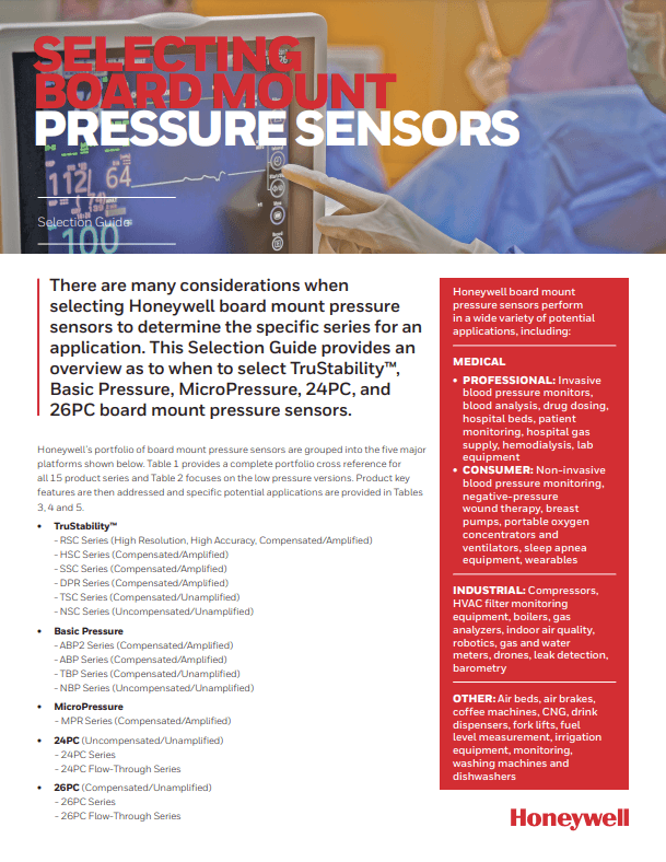 Honeywell Board Mount Pressure Sensors PDF Cover