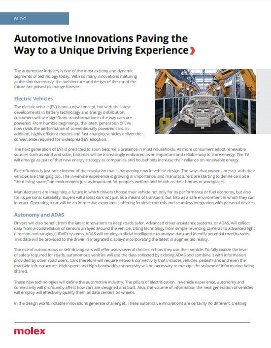 Molex Automotive Innovations PDF Cover