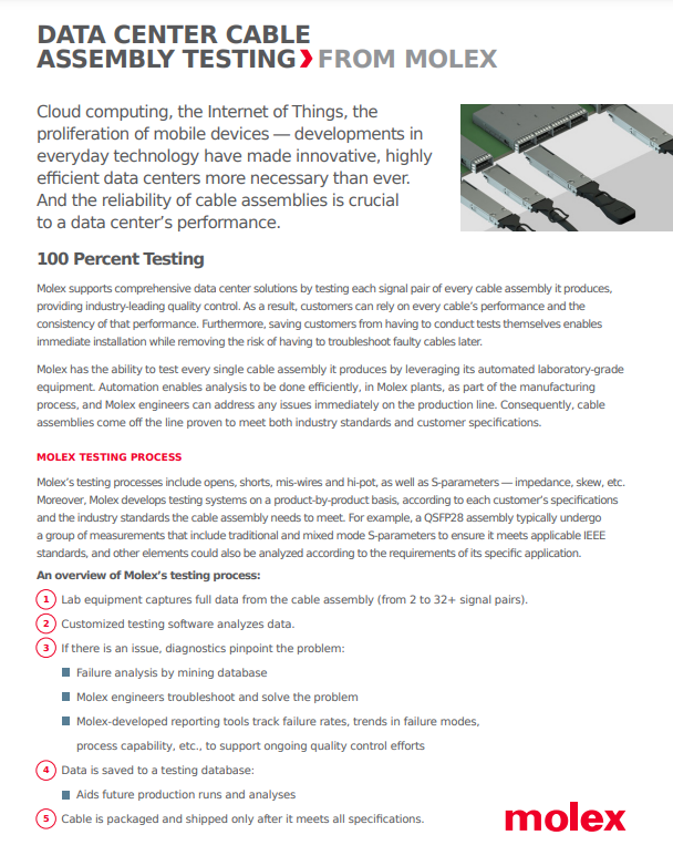 Molex Data Center Cable Assembly Testing TTI, Inc.