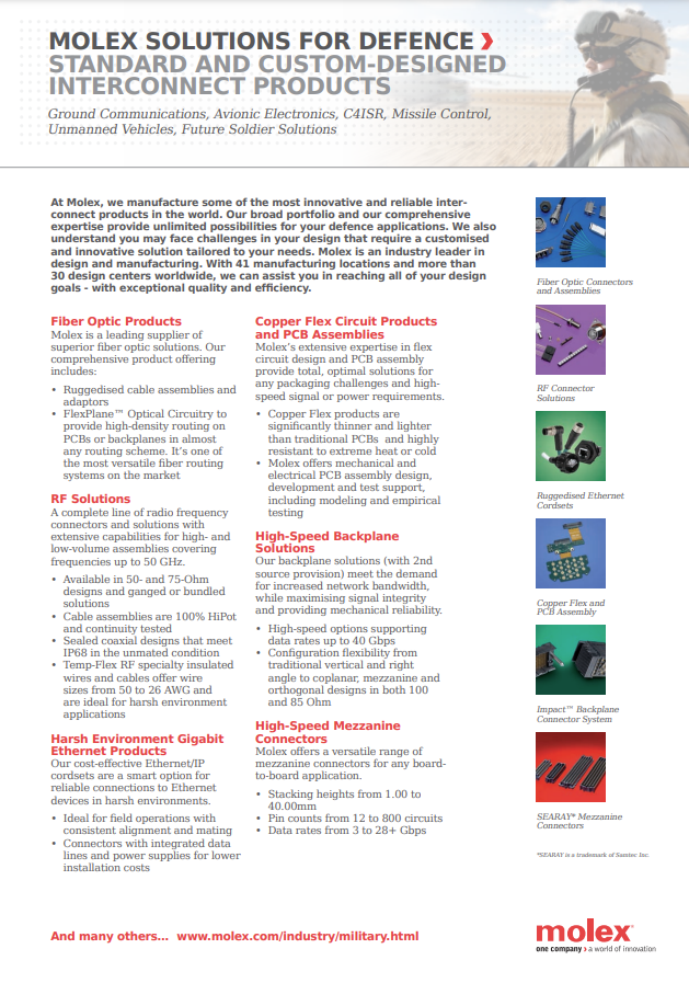 Molex Solutions for Defence PDF Thumbnail