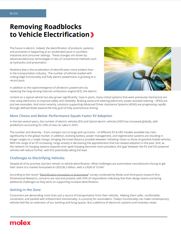 Molex Removing Roadblocks PDF Cover