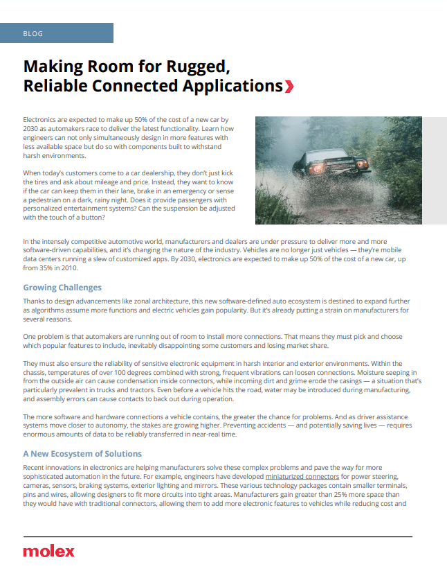 Molex Rugged, Reliable Connected Applications PDF Cover