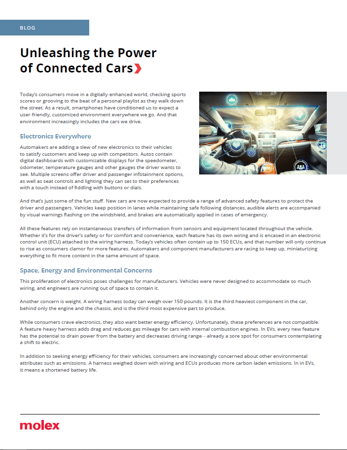 Molex Unleashing Power of Connected Cars PDF Cover
