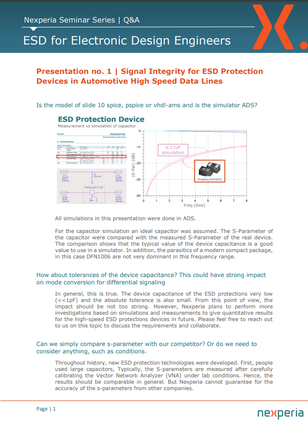 Nexperia Seminar Series | Q&A - ESD for Electronic Design Engineers 