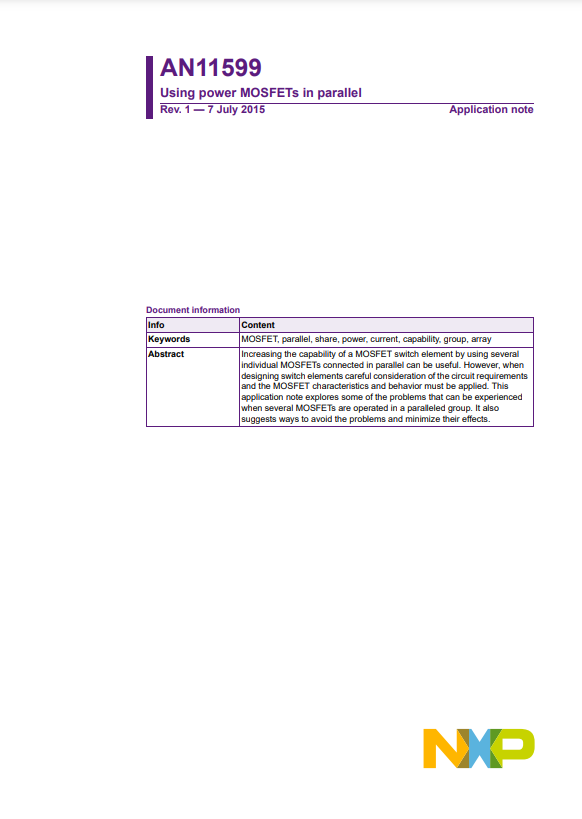 Nexperia AN11599 Using Power MOSFETs in Parallel Application note