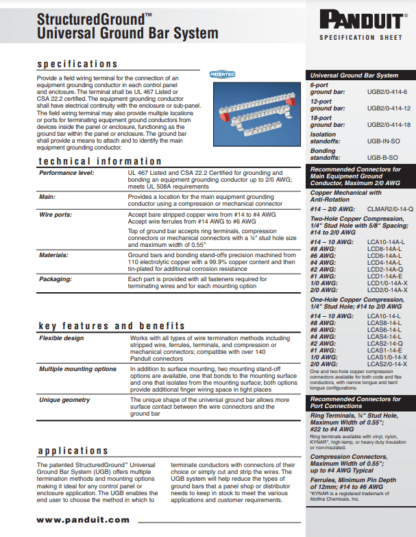 Panduit Universal Ground Bar System Accessories TTI, Inc.
