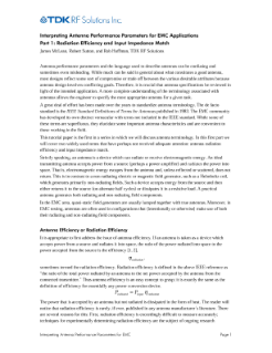 TDK EMC Applications - Part 1 - Radiation Efficiency and Input Impedance Match PDF Thumbnail
