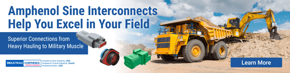 Amphenol sine interconnects help you excel in your field. Superior connections from heavy hauling to military muscle. Amphenol Industrial. Learn more.