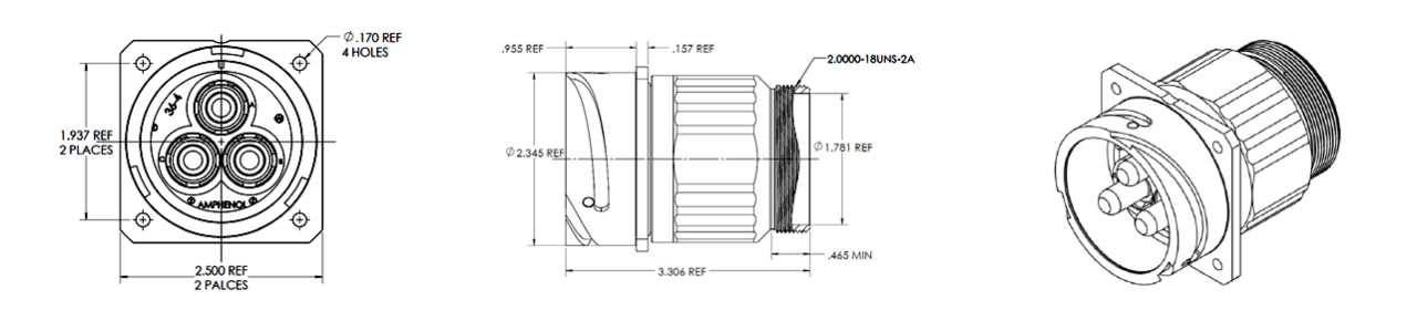 Amphenol Industrial GTC-E Series Connectors Mechanical Drawing