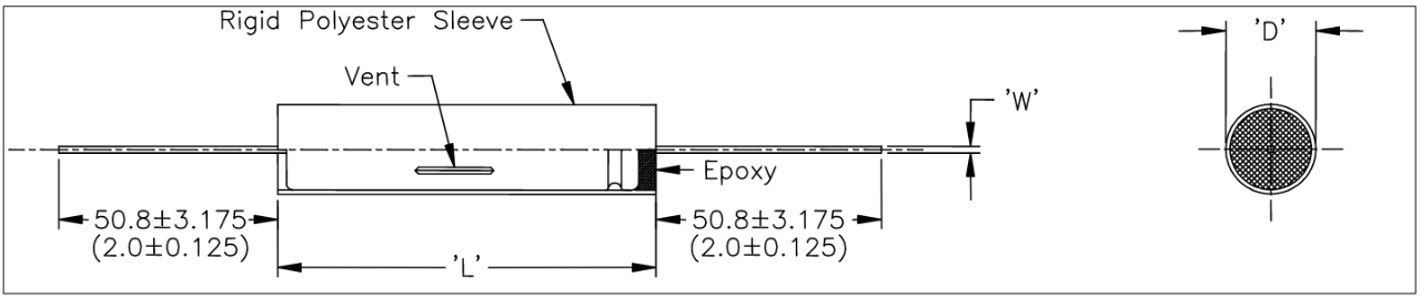 Barker Microfarads 600D Series Aluminum Electrolytic Capacitors Dimensions - Style 5
