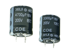 Cornell Dubilier 380LX & 381LX Series Snap-In Aluminum Electrolytic Capacitors