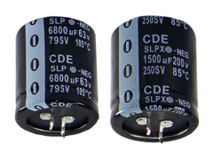 Cornell Dubilier SLP and SLPX Aluminum Electrolytic Capacitors