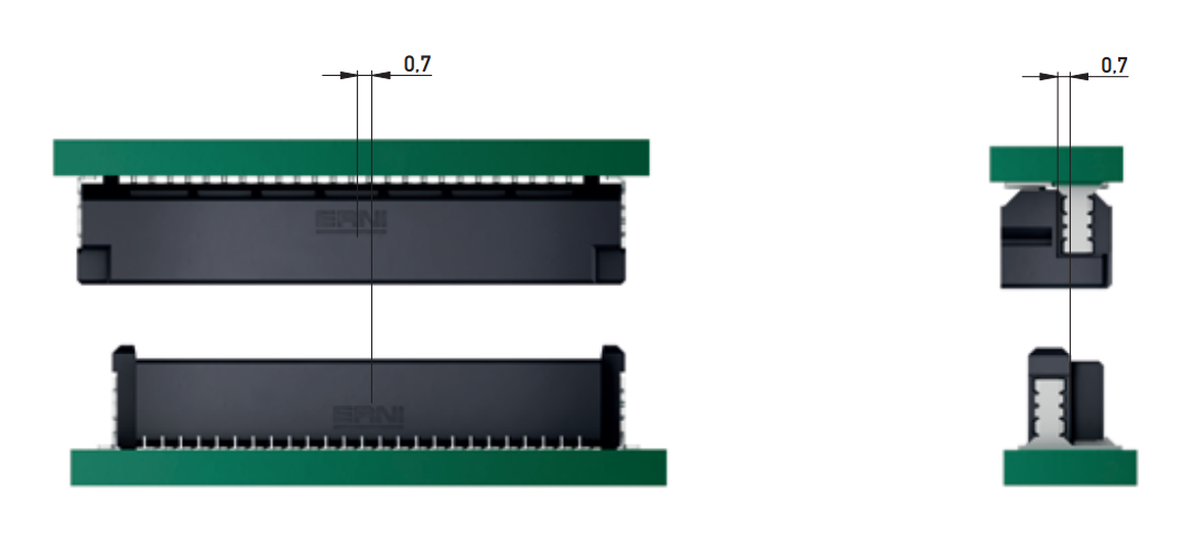 ERNI MicroCon 0.8mm Dual Row Connectors Allowed Mis-alignment Mating Condition