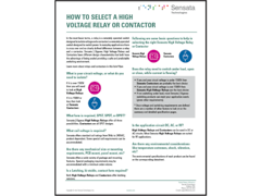 Read Sensata's Selecting a Relay or Contactor: White Paper