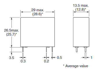 OMRON G2RG PCB Power Relays Mechanical Dimensions
