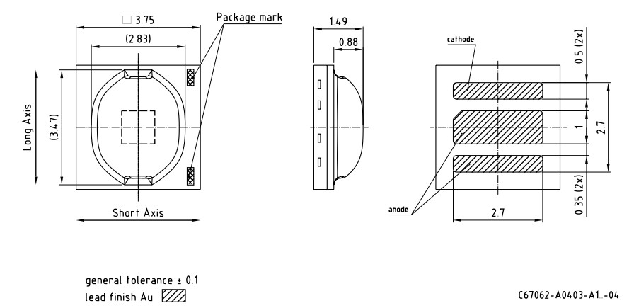 OSRAM SFH 47278AS A01 Infrared LEDs Dimensional Drawing