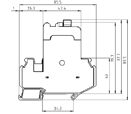 UT 6-TMC M Thermomagnetic Circuit Breakers Physical Dimensions