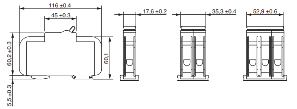 Phoenix Contact TMC8 Series Thermal-Magnetic Overcurrent Protectors Dimensional Diagram