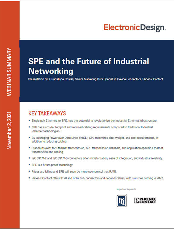 Phoenix Contact whitepaper SPE and the Future of Industrial Networking PDF cover
