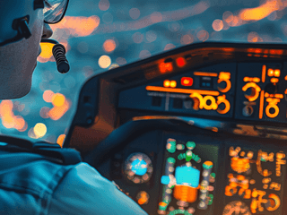 Picture of a Pilot looking at a Cockpit Dashboard