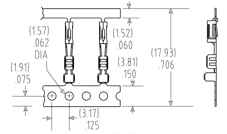 Samtec CC79 Crimp Contacts Product Dimensions