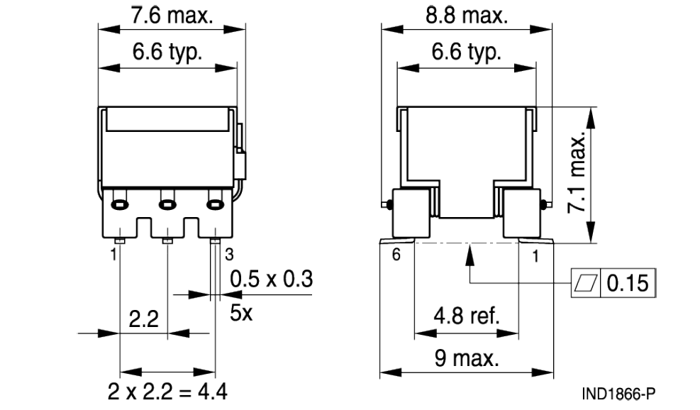 EPCOS B78416 Transformers for Ultrasonic Sensors Product Dimensions
