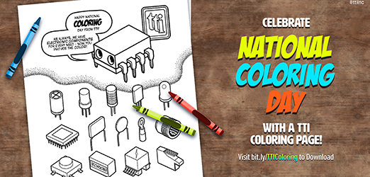 Text: Celebrate National Coloring Day with a TTI Coloring Page!