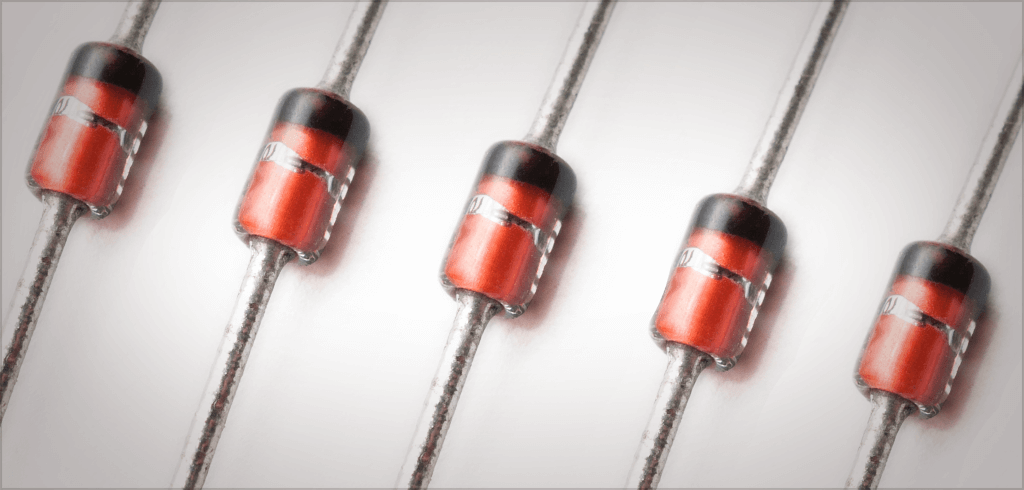 A row of 5 Zener Diodes